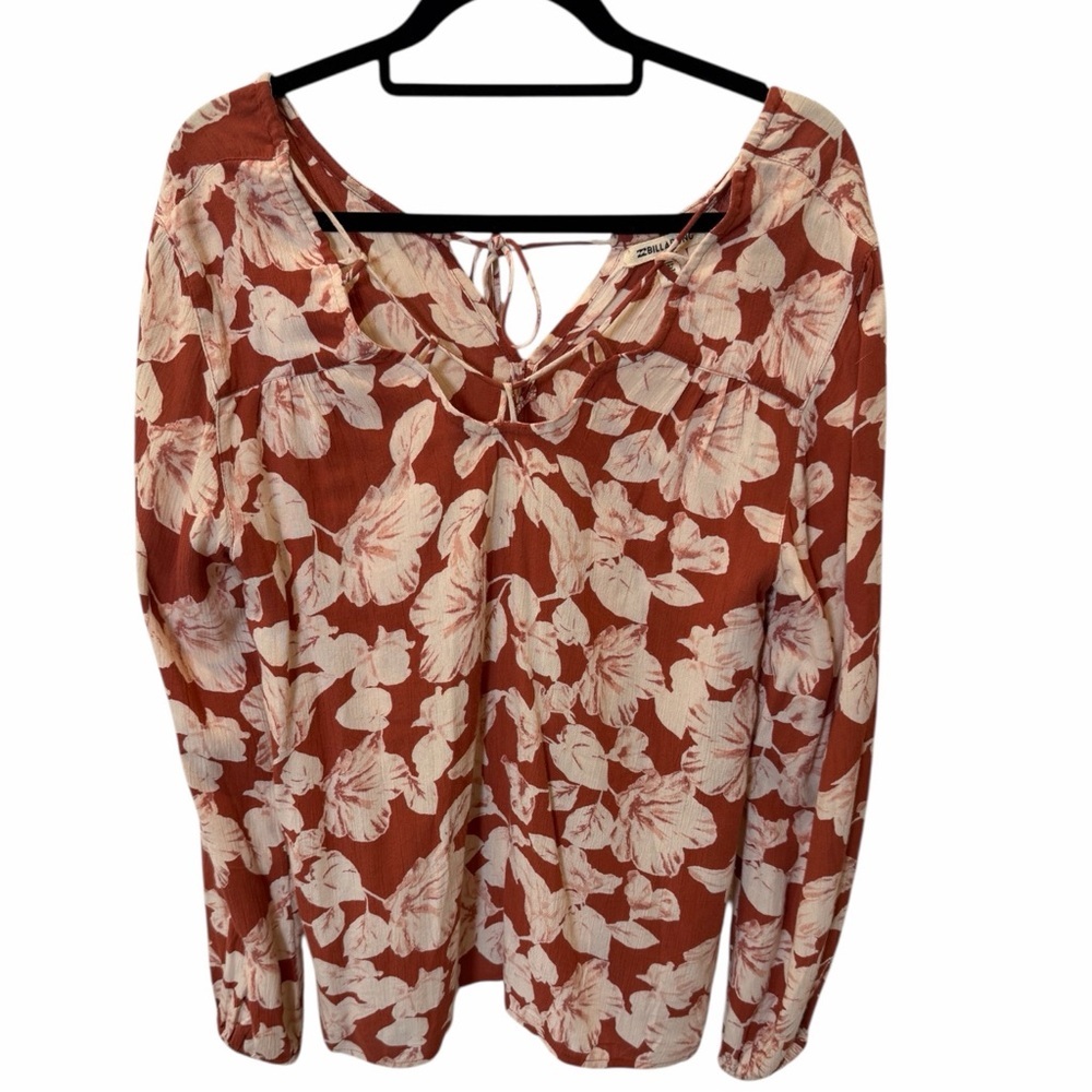 Billabong Sunset Floral Lattice Terracotta Rust Blouse 
Boho Coastal - Medium - Picture 5 of 11